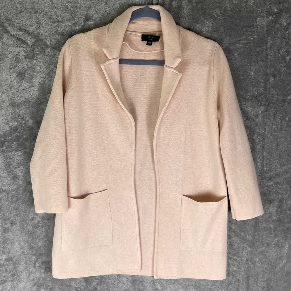 J.Crew Sweater Blazer Womens XXS Pink Very Good Merino Wool Cotton Open Front
